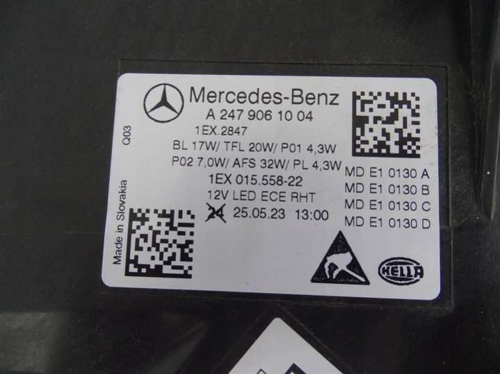 A2479061004 Фара правая  Mercedes B W247 (2018-2022) 2018г. | Фото № 12  A2479061004 Фара правая  Mercedes B W247 (2018-2022) 2018г. - Фото 12