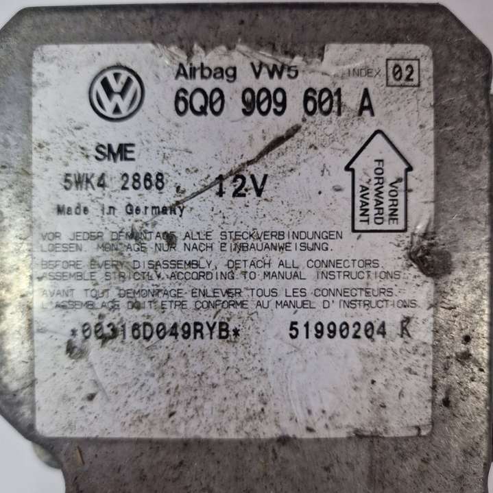 6Q0909601A Блок AirBag  Volkswagen Passat B5 (1996-2000) 1996г. | Фото № 4  6Q0909601A Блок AirBag  Volkswagen Passat B5 (1996-2000) 1996г. - Фото 4