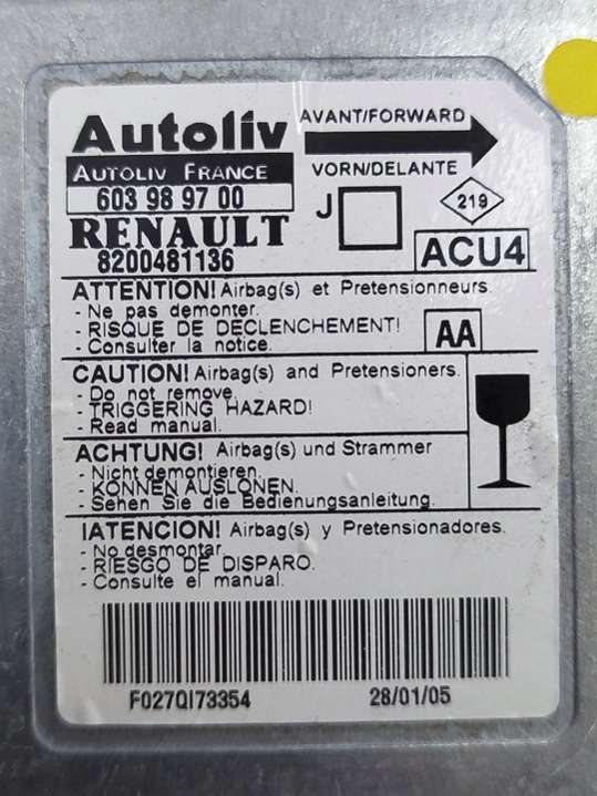 8200481136 Блок AirBag Renault Scenic 2 поколение (2003-2006) 2003г. | Фото № 5 8200481136 Блок AirBag Renault Scenic 2 поколение (2003-2006) 2003г. - Фото 5